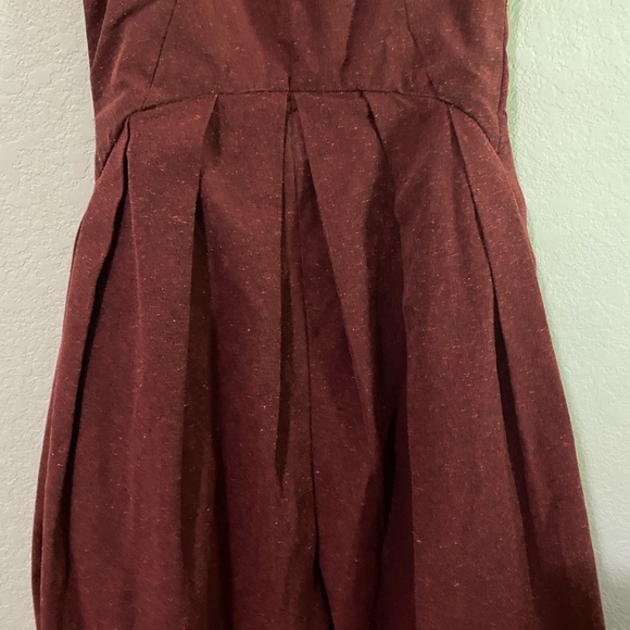 ALUF Brazilian Designer Docs Burgundy Pleated Barrel Leg Cottagecore Jumpsuit M - Picture 8 of 16